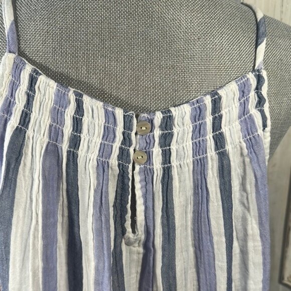 Beachlunchlounge Striped Sleeveless Dress with Ruffle Hem 100% Cool Cotton - Picture 8 of 8